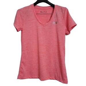 Under Armour Heathered Coral Pink Athletic Workout Loose Fit Short Sleeve Tee XS